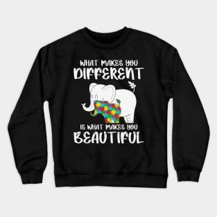 Different Elephant Autism Awareness Gift for Birthday, Mother's Day, Thanksgiving, Christmas Crewneck Sweatshirt